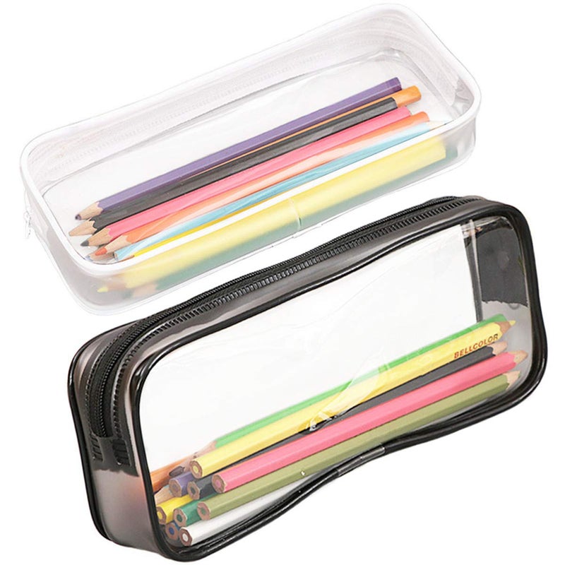 Funny live Clear Pen Pencil Case Pouch Big Capacity Pencil Case Bag Storage Bag Holder Transparent PVC Pen Bag Pencil Pouch for Office & School Supplies, Travel Cosmetic Makeup Bag, Black and White - Image 1